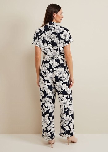 Phase Eight Constance Floral Dress Navy/White Canada | BUTGYC-956